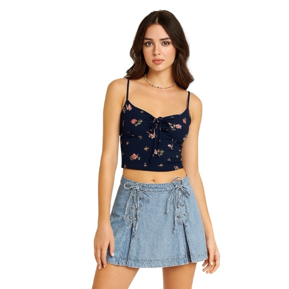 Free People Indie Sleeze Streetwear Y2K Festival Lace-Up Denim Mini Skirt Size 2